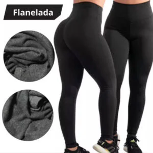 Kit 2 Calça Termica Flanelada Legging Academia Suplex Grossa Modeladora Leg Cintura Alta Peluciada