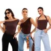 Kit 3 Blusas Femininas Suplex Premium – Ombro a Ombro, Um Ombro Só e Halter Moda Feminina