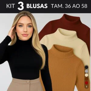 KIT 3 Blusa Termica Feminina Blusa De Frio Feminina Blusa Gola Alta Feminino Blusas Cacharrel