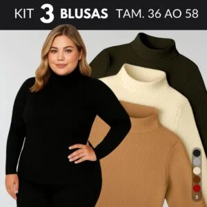 KIT 3 Blusa Termica Feminina Blusa De Frio Feminina Blusa Gola Alta Feminino Blusas Cacharrel