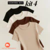 Kit 4 Blusas Feminina Ribana Canelado Básica Casual Estilosa Tendência Verão
