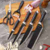 Kit de Conjunto Facas Coloridas/Pretos Tesoura Descascador Cozinha Gourmet 6 Peças