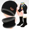 Kit Frio Touca Gorro Luva Cachecol Meia Confortável Térmica Inverno Quentinho Masculino Feminino Unissex