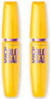 Maybelline NY The Colossal Volum' Express, Kit Máscaras de Cílios, Volume Colossal, Remoção Instantânea com Água, Fórmula com Colágeno, Cor Preto, 2 Unidades