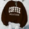 Moletom Careca Coffee Weather Gola Redonda Casaco Masculino Feminino Flanelado Inverno Blusa De Frio
