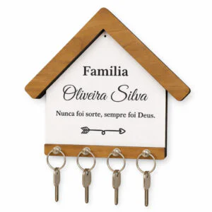 Porta Chaves Parede Personalizado Nome Família Decoração Organização Estilo Decoração Multiuso