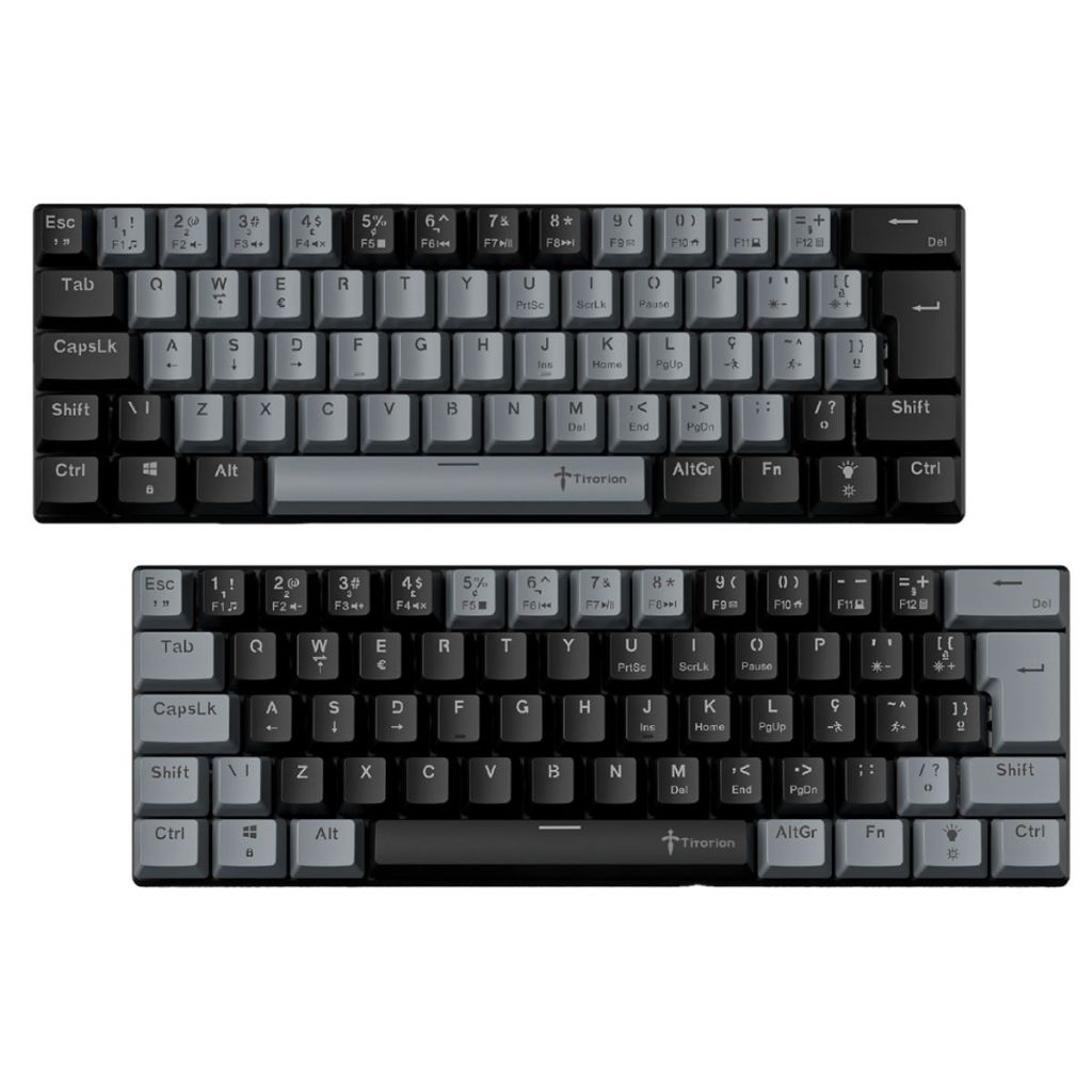 Teclado Mecânico Gamer Cinza 60% Hot Swap Switch Bronw Red Marrom Vermelho ABNT2 USB Titorion TE002