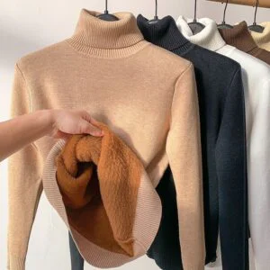 Um Novo Suéter Grosso De Gola Alta Para Mulheres No Inverno 2026 , Combinado Com Elegante top Térmico De Outono E