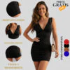 Vestido Curto Ajustado Drapeado Com Decote V Franzido na Lateral justo Moda Feminina | Moda Gringa | Elegante e Sensual