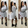 Vestido Feminino Lãzinha Gola Alta Cacharrel Manga Longa Poncho Max Blusão Vestido Curto Inverno Moda Feminina Casual Co