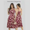 Vestido Feminino Midi Estampado Em Crepe Elegante Leve Moda Casual Social Alças Largas Moda Verão