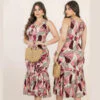 Vestido Feminino Midi Estampado em Crepe Elegante Moda Casual Verão Moda Evangélica Moda Cristã