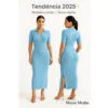 Vestido Feminino Midi Justo com Gola Polo – Tendência 2025 Moda Feminina Estilo Chic