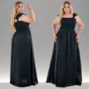 Vestido Femino Longo Crepe Dunas Alça Babado Plus Size Moda Moda Evangélica Casual Moda Maior Confortável Leve Comprido