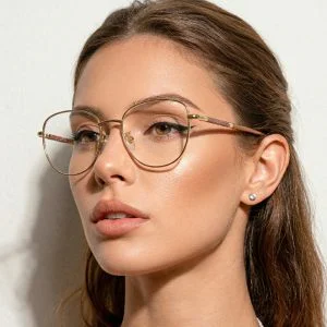 Armação de Óculos de Grau Aniston Gatinho Metal Premium Clássico Aniston Retrô uv400 Feminino