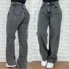 Calça Jeans Feminina Wide Leg Marmorizada Cintura Alta Empina Bumbum