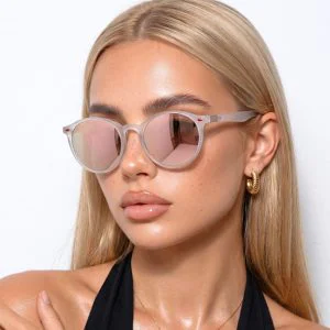 Óculos de Sol Bali Rose Espelhado Redondo Premium Steampunk Clássico Oldstyle uv400 Feminino