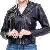 Jaqueta de Couro Bovino Legítimo Feminina Rock Motoqueira Black Edition
