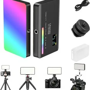 Luz de vídeo ULANZI VL120 RGB, Luzes de vídeo de bolso LED On-Camera, Bateria recarregável embutida 3100mAh, 360 efeitos de luz Full Color 20, CRI≥95 2500-9000K Painéis de LED para registro
