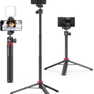 ULANZI MT-44 Tripé para Celular Extensível, 150cm com Clip 2 em 1 e Cabeça Esférica 360° para iPhone/Sony/Canon/DJI Osmo Action, Tripé de Viagem Leve