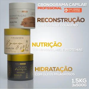 COMBO CRONOGRAMA CAPILAR PROFISSIONAL 1.5KG (3X500G) - FINA MARIA PROFESSIONAL