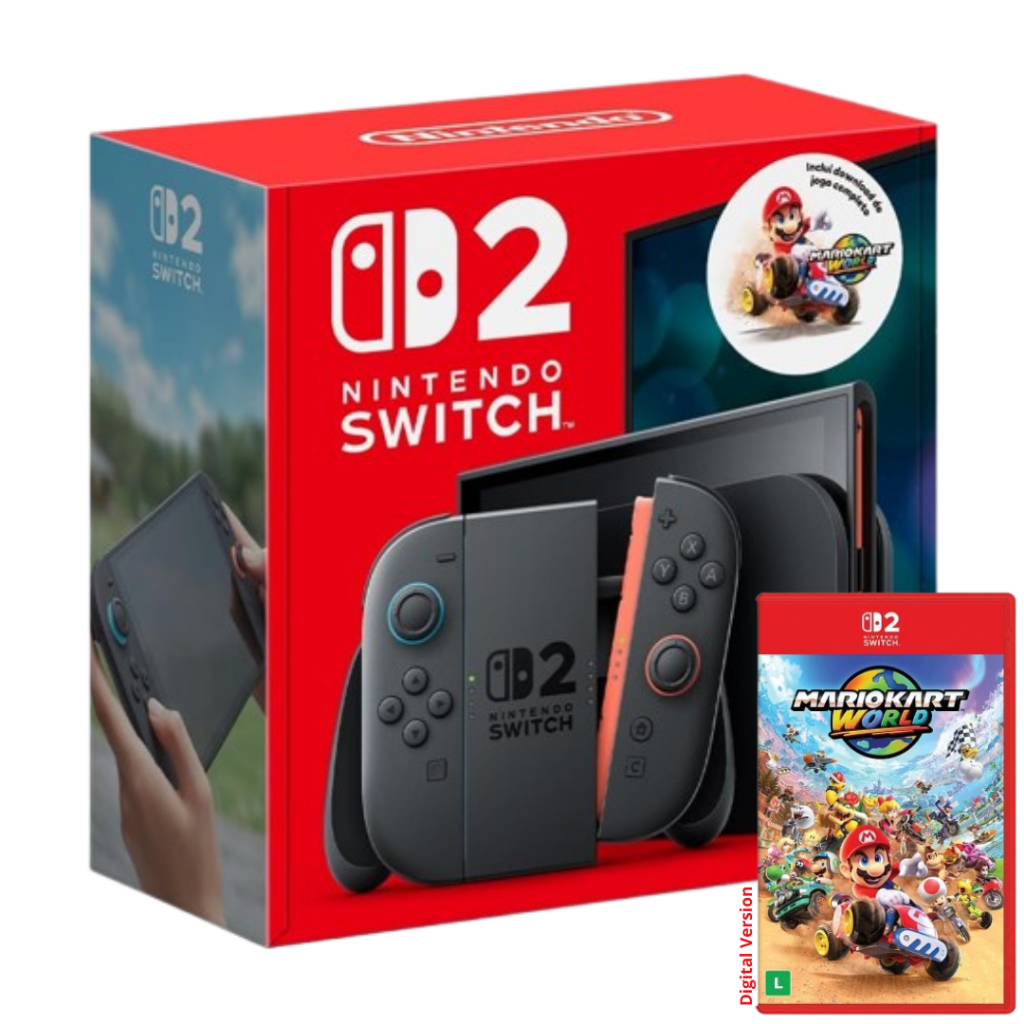 Console Nintendo Switch 2 256GB + Mario Kart World - 1 Ano de Garantia (Hong Kong) (LER BIO)