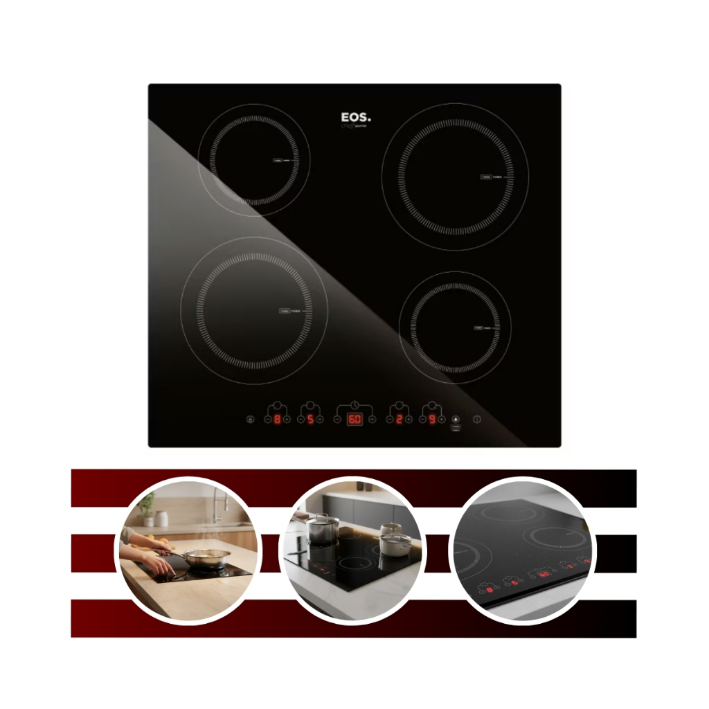 Cooktop de Indução ECI04EP 4 Bocas Preto Cheff Gourmet 220v EOS