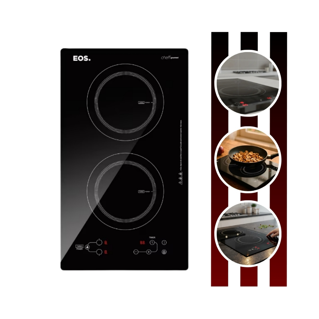 Cooktop de Indução Portátil Cheff Gourmet ECI02EPP 2 Bocas Preto 3300W 220V EOS