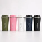 Copo Térmico Aço Inox para Café 500ml Antivazamento Portátil Tampa Vedação Chá Quente