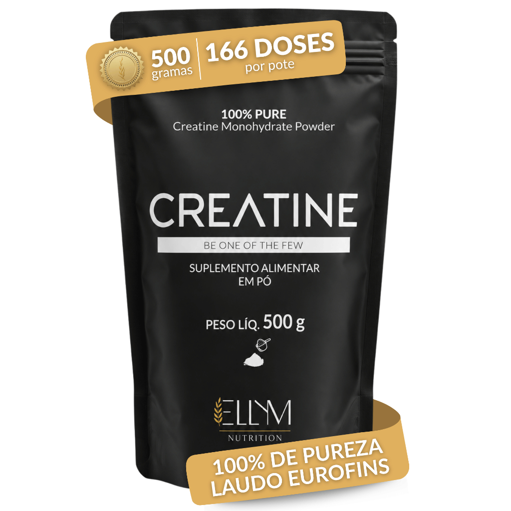 Creatina Monohidratada 500g Pura Ellym Nutrition Suplemento Alimentar para Treino Desempenho