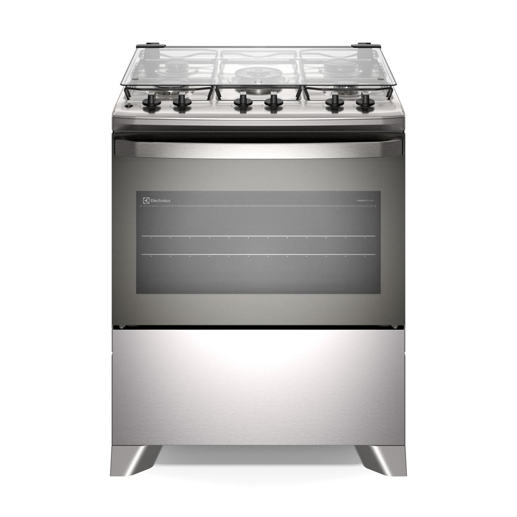 Fogão 5 bocas Electrolux Cinza Efficient Mesa Inox, PerfectCook e VaporBake® (FE5IG)