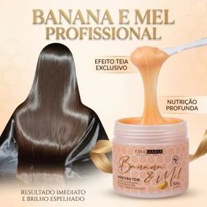 NUTRIÇÃO CAPILAR BANANA E MEL ANTIPOROSIDADE EFEITO TEIA - TRATAMENTO INTENSIVO - FINA MARIA PROFESSIONAL