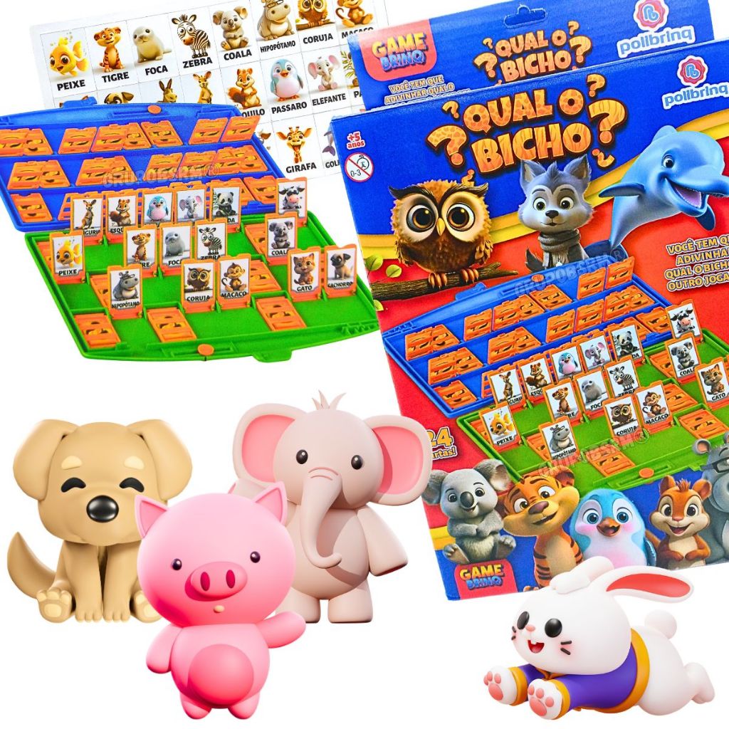 Jogos infantil qual o bicho ? cara a animal jogos de tabuleiros pedagógicos educativos brinquedo criança 5 anos infantis presente menino menina presente dia das crianças