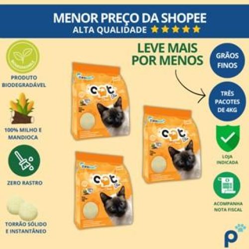 Areia Higiênica Max Clean Biodegradável Catbio 12 Kg