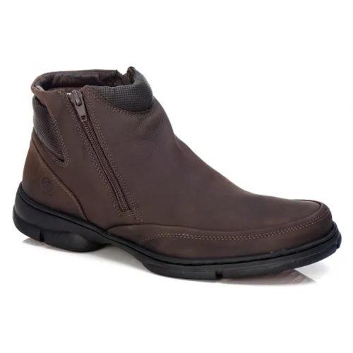 Bota Masculina Couro Anatomic Gel 7887 Rustico T Moro