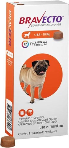 Antipulgas e Carrapatos Bravecto 250mg Cães de 4,5 a 10kg
