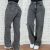 Wide Leg Jeans Feminina Marmorizada Cintura Alta