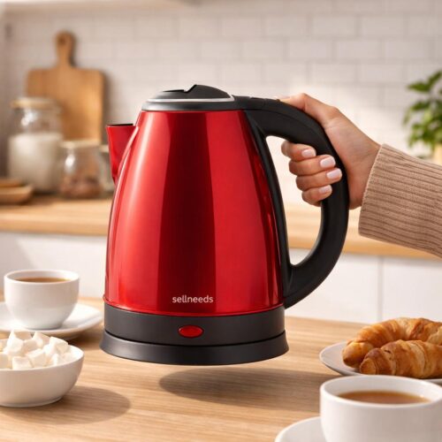 Chaleira Elétrica Inox Jarra Café Chá Vermelha 1.8L 110v