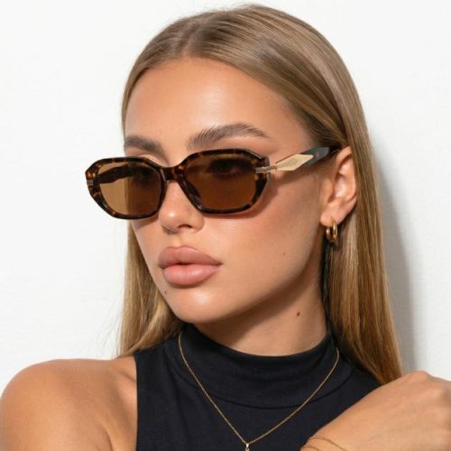 Óculos de Sol Premium Quadrado Retro Tartaruga Marrom