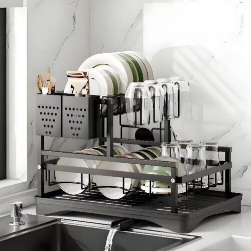 Escorredor Louças Rack Aço Carbono Organizador Preto