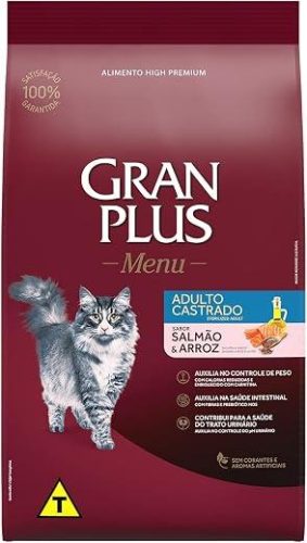 Ração Granplus para Gatos Adultos Castrados Salmão e Arroz 10kg