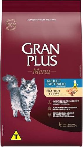 Ração Granplus para Gatos Castrados Frango e Arroz 3Kg