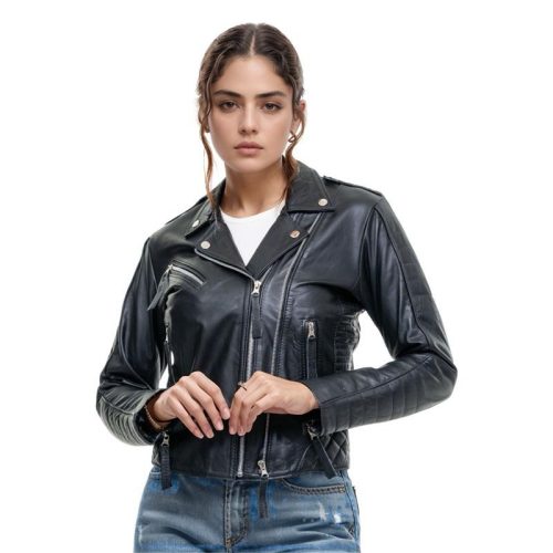 Jaqueta Feminina de Couro Legítimo Rock Black Edition