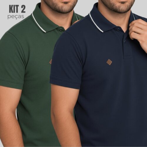 Kit 2 Camisas Masculina Gola Polo Básica 100% Algodão