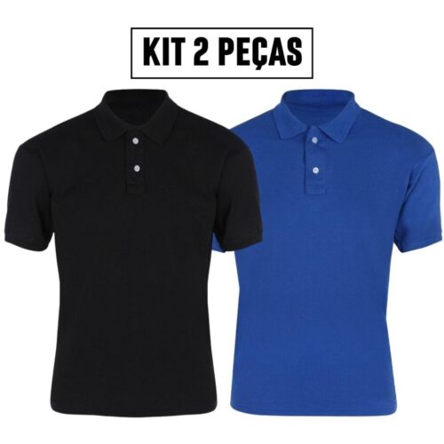 Kit 2 Camisa Masculina Polo Piquet Poliester Premium