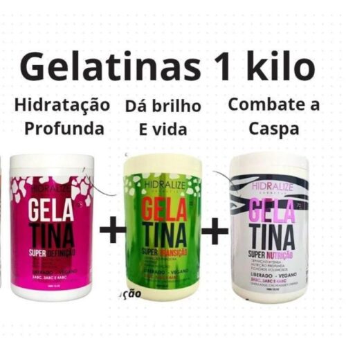 Gelatina de Cabelo Hidralize Super Kit com 3