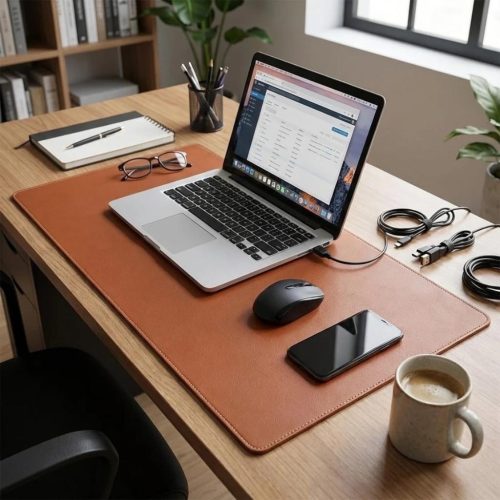 Mouse Pad Desk Couro Borda Costurada Antiderrapante Gigante
