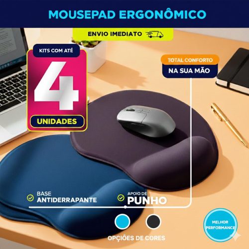 Mousepad Gamer Ergonomico Apoio De Punho Confortável Kit 4